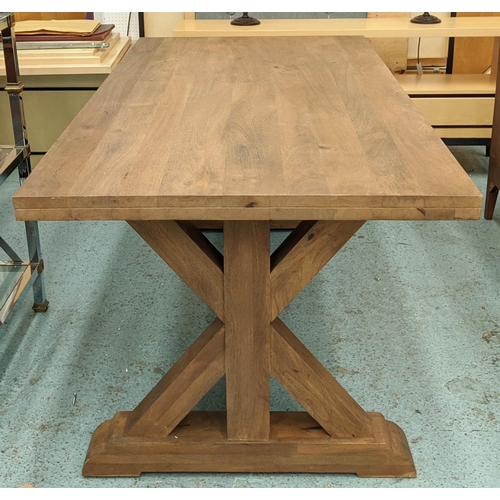 407 - REFECTORY DINING TABLE, cross stretcher base, 180cm x 90cm x 76cm.