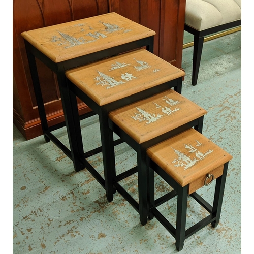 489 - CHINESE STYLE NESTING QUARTETTO TABLES, a graduated set of four, the largest 50cm W x 63cm H x 35cm ... 