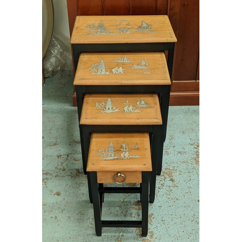 489 - CHINESE STYLE NESTING QUARTETTO TABLES, a graduated set of four, the largest 50cm W x 63cm H x 35cm ... 