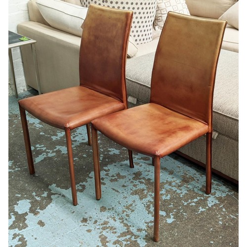 461 - ARMCHAIRS, a pair, 60cm x 47cm x 84cm, leather finish with a pair of side chairs, 44cm x 44cm x 93.5... 