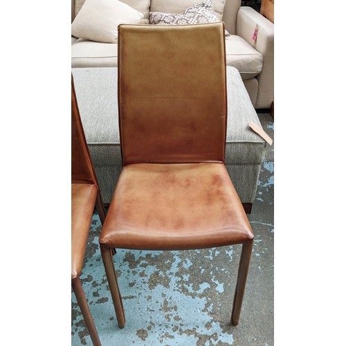 461 - ARMCHAIRS, a pair, 60cm x 47cm x 84cm, leather finish with a pair of side chairs, 44cm x 44cm x 93.5... 