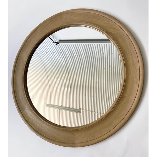 WALL MIRROR, circular with cavetto moulded solid oak framed, 120cm diam.