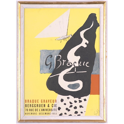 66 - GEORGES BRAQUE, Braque Graveur, original signed in plate lithographic poster, 1953, printed by Mourl... 