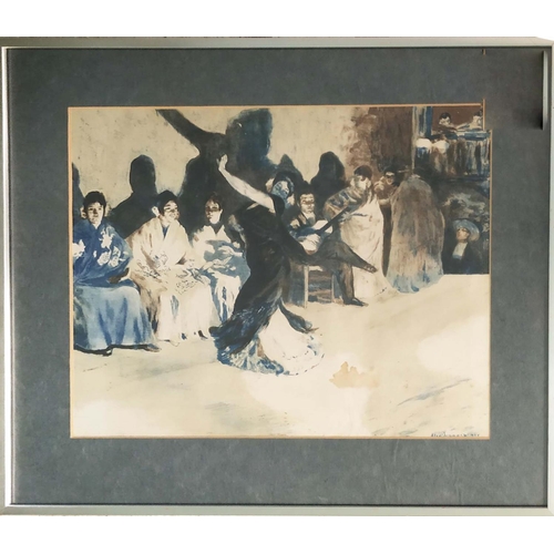 73 - ALEXANDRE LUNDIS (1863-1916), 'Les Pawaderos', lithographic print, 43cm x 36cm, signed and dated wit... 