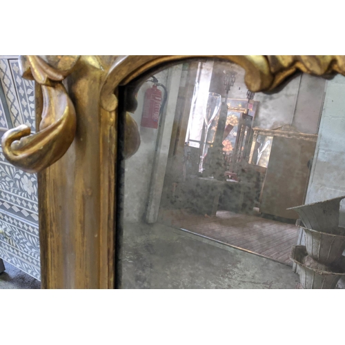 115 - OVERMANTEL MIRROR, 160cm W x 123cm H, early Victorian Rococo style with a gilt frame with decorative... 