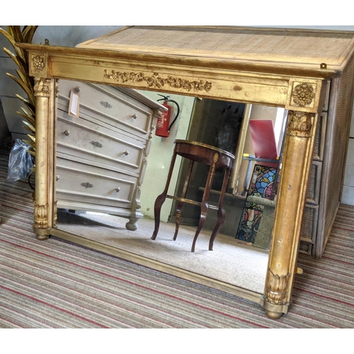 116 - OVERMANTEL MIRROR, 177cm W x 79cm H, William IV giltwood.