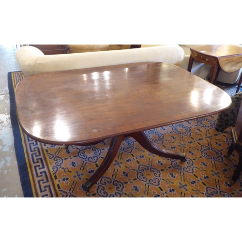 118 - BREAKFAST TABLE, 164cm L x 71cm H x 20cm D Regency mahogany and ebonised strung with rounded rectang... 