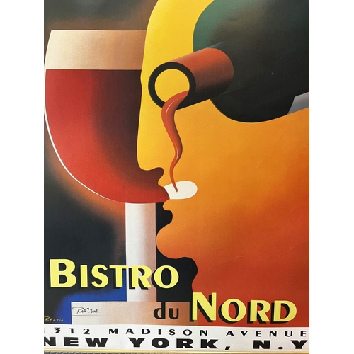 32 - RESTAURANT BISTRO DU NORD POSTER, Art deco style, 161cm x 124cm overall, framed.