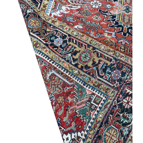 90 - ANTIQUE PERSIAN HERIZ CARPET, 295cm x 218cm.