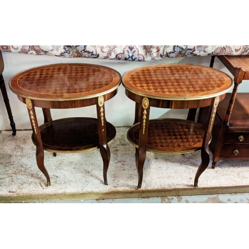 117 - OCCASIONAL TABLES, a pair, 52.5cm W x 61cm H x 36cm D Transitional style mahogany and gilt metal mou... 