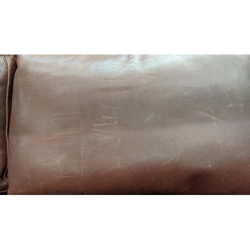 335 - TAN LEATHER SOFA, 250cm W x 70cm H x 99cm D.