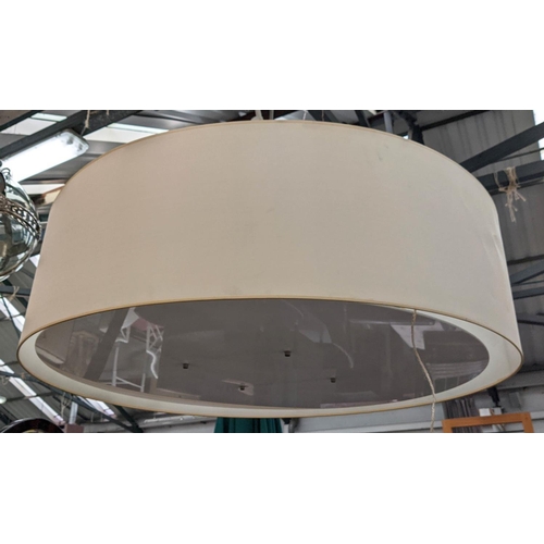 327 - CEILING LAMP, 116cm x 35cm H, cream shade.