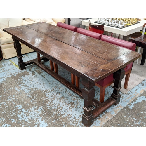 354 - REFECTORY TABLE, 205cm x 76cm x 72cm, 17th century inspired, oak.