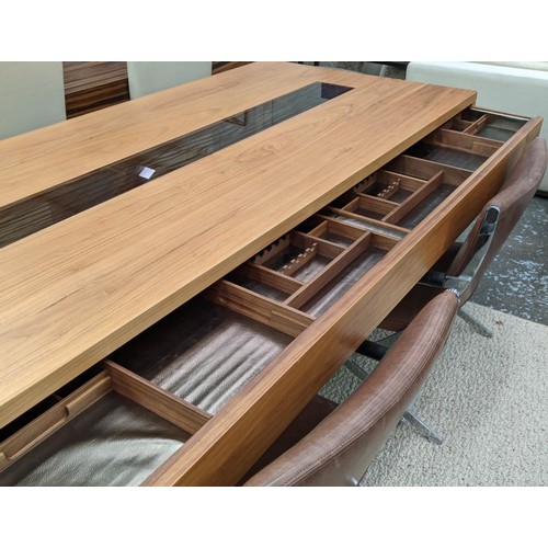 350 - DESK, 200cm x 90cm x 76cm, contemporary design, with one long compartmented drawer.