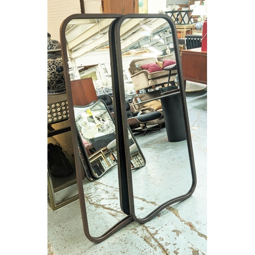 234 - SHAPED WALL MIRRORS, a pair, 82cm x 55cm, 1960s style design. (2)