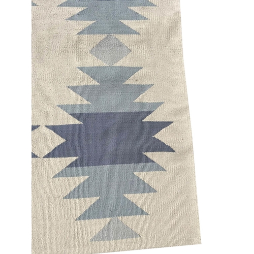 296 - CONTEMPORARY JAIPUR DHURRIE RUNNER, 508cm x 79cm.