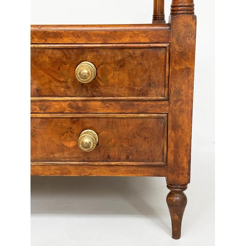 126 - LAMP TABLES, a pair, George III design figured walnut each galleried with two drawers and undertier,... 