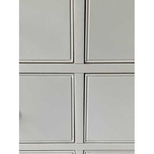 137 - LOW CHEST, 73cm H x 152cm x 49cm, white lacquered of six drawers, with silvered handles and stile su... 