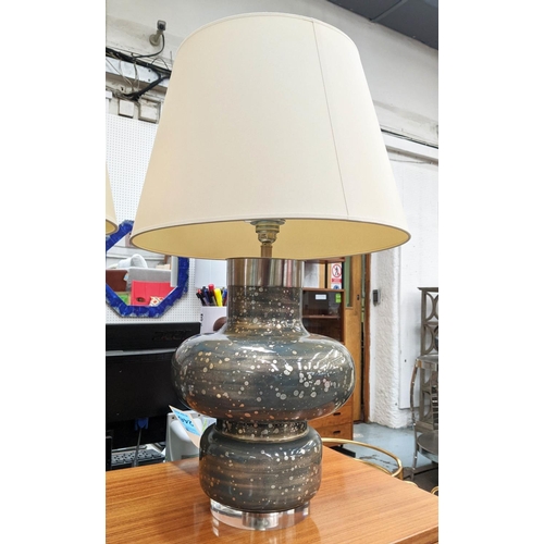 246 - TABLE LAMPS, a pair, 75cm H, silvered finish, with shades. (2)