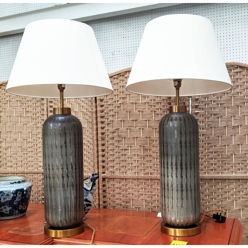 247 - TABLE LAMPS, a pair, 78cm H, pill shaded design with shades. (2)