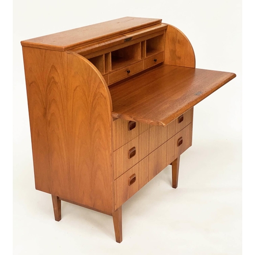 320 - EGON OSTERGAARD BUREAU, mid 20th century Swedish by teak cylinder, pull out writing surface and thre... 