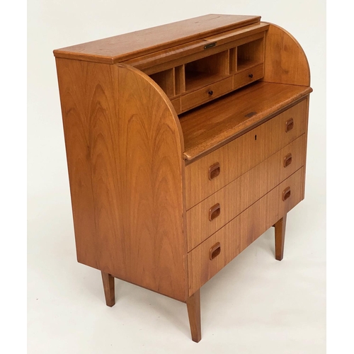 320 - EGON OSTERGAARD BUREAU, mid 20th century Swedish by teak cylinder, pull out writing surface and thre... 