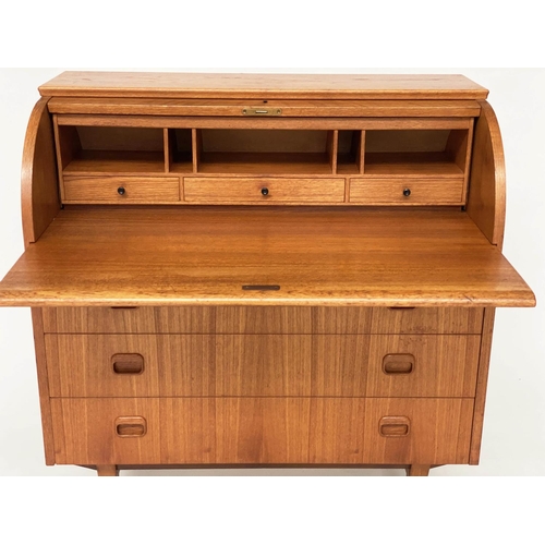 320 - EGON OSTERGAARD BUREAU, mid 20th century Swedish by teak cylinder, pull out writing surface and thre... 