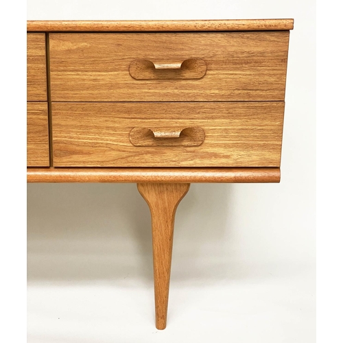 321 - AUSTIN SUITE LOW CHEST, 1970s Danish style teak with six drawers by, 152cm W x 42cm D x 70cm H.