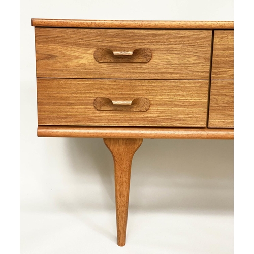 321 - AUSTIN SUITE LOW CHEST, 1970s Danish style teak with six drawers by, 152cm W x 42cm D x 70cm H.