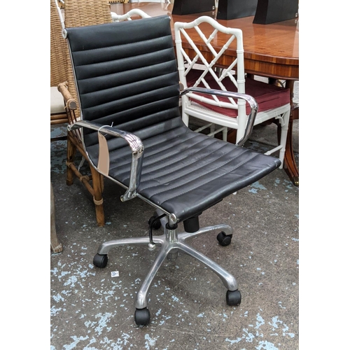 341 - AFTER CHARLES AND RAY EAMES ALUMINIUM GROUP STYLE CHAIR, 98cm H.