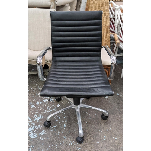 341 - AFTER CHARLES AND RAY EAMES ALUMINIUM GROUP STYLE CHAIR, 98cm H.