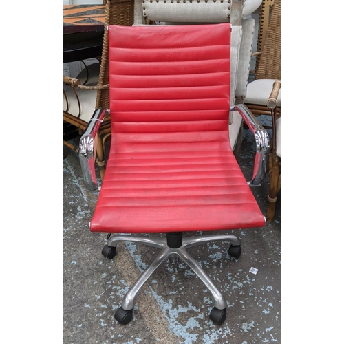 342 - AFTER CHARLES AND RAY EAMES ALUMINIUM GROUP STYLE CHAIR, 98cm H.