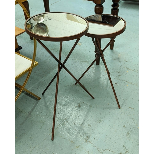 347 - MARTINI TABLES, a graduated pair, 70.5cm x 35cm diam. at tallest, 1950s Italian style, bronzed finis... 