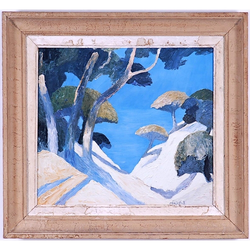 74 - ROGER MUHL, two landscapes, Nice, France, quadrichromes, Vintage French frames, 41cm x 37cm. (2)