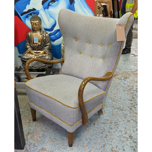 305 - ARMCHAIR, 107cm H, Vintage 1960s, later upholstery.