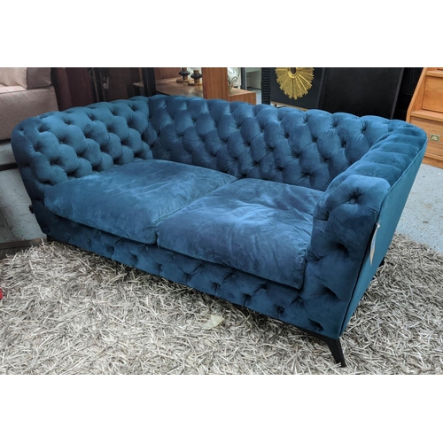 306 - MADE.COM SLOAN SOFA, 180cm W, with sea foam blue velvet upholstery.