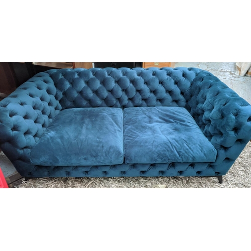 306 - MADE.COM SLOAN SOFA, 180cm W, with sea foam blue velvet upholstery.