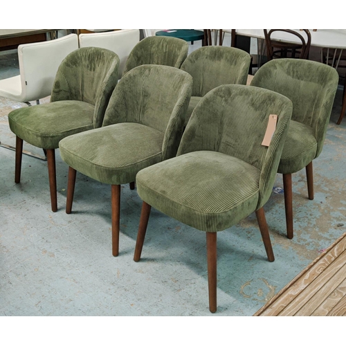 307 - MADE.COM SWINTON CHAIRS, 75cm H, a set of six, with sage corduroy velvet upholstery. (6)