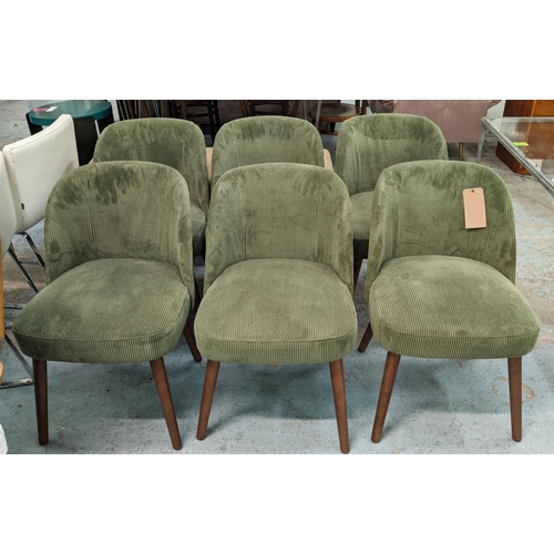 307 - MADE.COM SWINTON CHAIRS, 75cm H, a set of six, with sage corduroy velvet upholstery. (6)