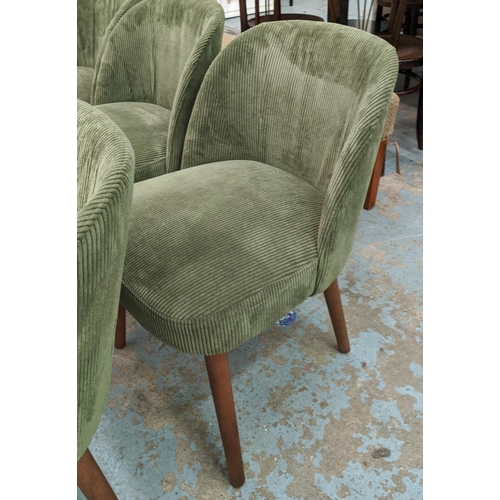 307 - MADE.COM SWINTON CHAIRS, 75cm H, a set of six, with sage corduroy velvet upholstery. (6)