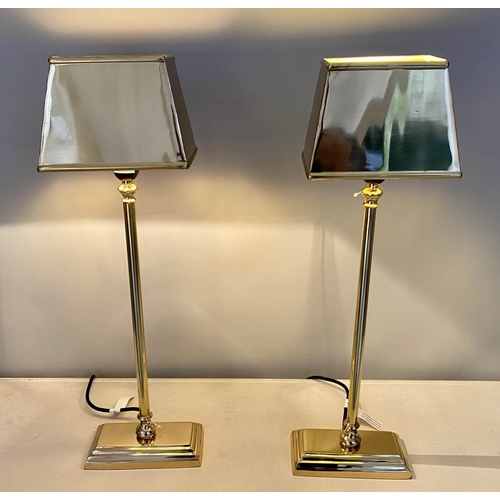 498 - LIBRARY LAMPS, pair, gilt metal, regency style, 60cm x 18cm x 13cm. (2)