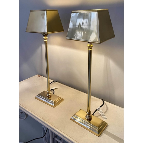 498 - LIBRARY LAMPS, pair, gilt metal, regency style, 60cm x 18cm x 13cm. (2)