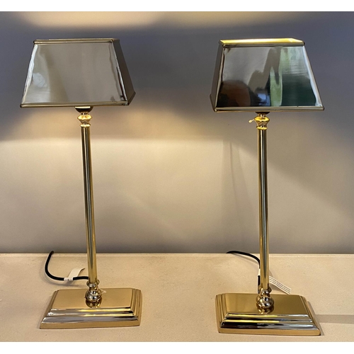 498 - LIBRARY LAMPS, pair, gilt metal, regency style, 60cm x 18cm x 13cm. (2)