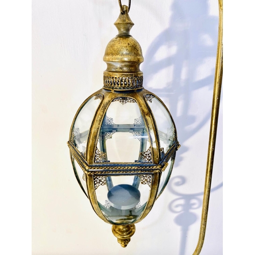 501 - FLOOR STANDING LANTERNS, gilt metal, regency style, 163cm x 35cm x 30cm.