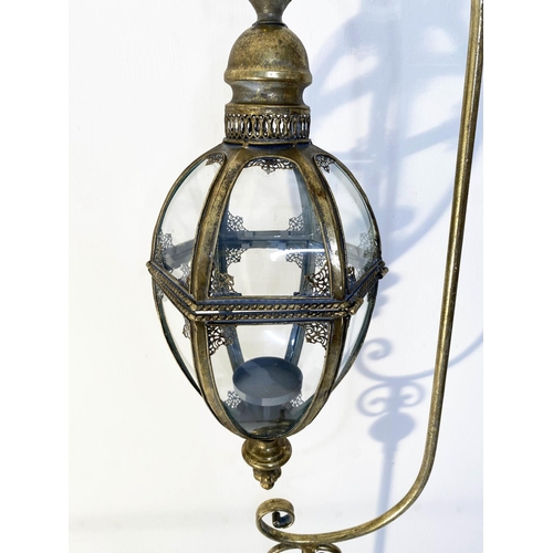 501 - FLOOR STANDING LANTERNS, gilt metal, regency style, 163cm x 35cm x 30cm.