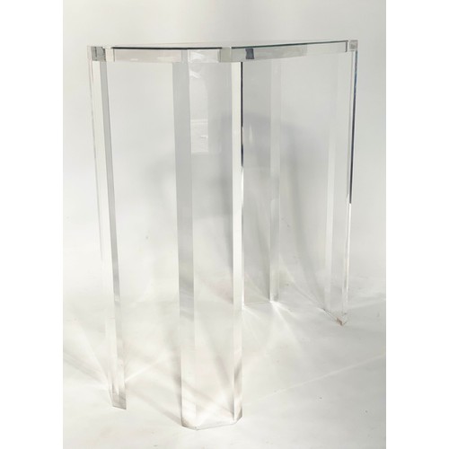 115 - CONSOLE TABLE, 1970s Lucite, rectangular with canted corners and glass, 81cm W x 82cm H x 36cm D.