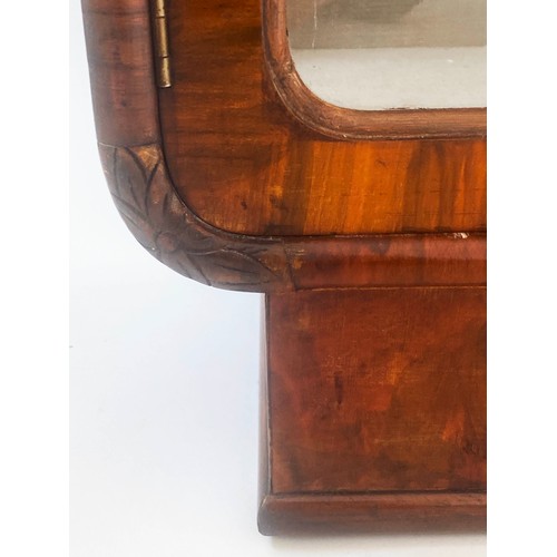 101 - ART DECO DISPLAY CABINET, burr walnut with two arched glazed doors and shelves, 58cm W x 30cm D x 11... 