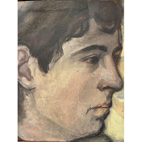 109 - DAVID TINDLE (b.1932), 'Head study', oil on canvas, 23cm x 23cm, framed. (Subject to ARR - see Buyer... 