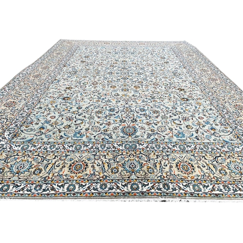 113 - FINE PERSIAN JADE KASHAN CARPET, 440cm x 330cm.