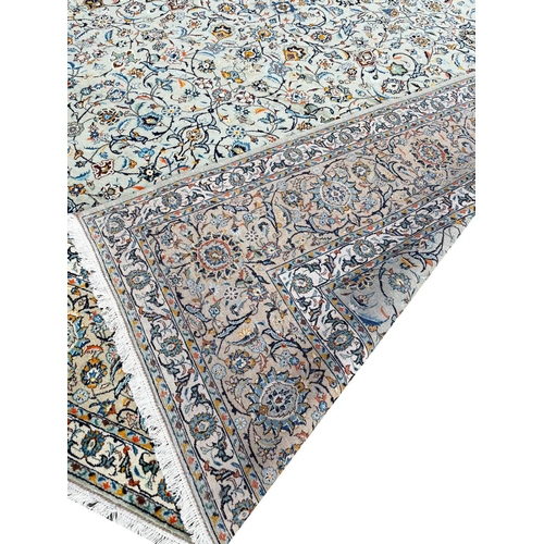 113 - FINE PERSIAN JADE KASHAN CARPET, 440cm x 330cm.